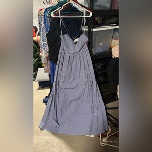 J. Crew Navy Gingham Maxi Dress